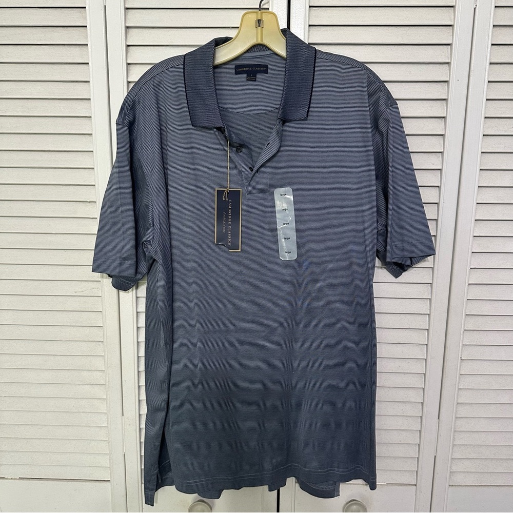 Cambridge Classics Men's Gray/Blue  Polo Shirt - NWT